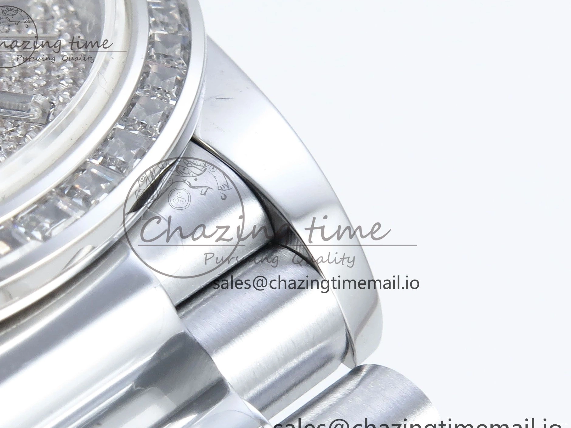 SS DayDate 1:1 Best Bezel QF A2836 40 Diamonds on Weight) Bracelet V5 (Gain Blue President Dial Diamonds Edition 0504